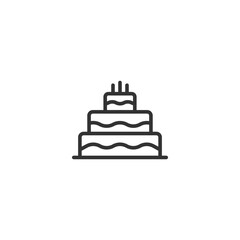 Minimalist black and white cake icon with candles