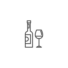 Minimalist wine bottle and glass icon design