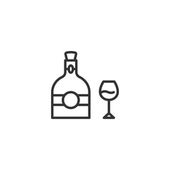 Minimalist icon of wine bottle and glass
