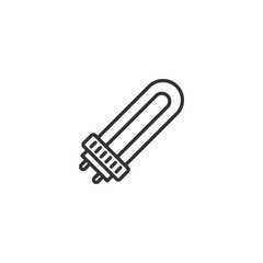 Minimalist linear icon of a fluorescent light bulb on white background