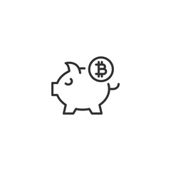 Bitcoin savings concept: piggy bank icon with cryptocurrency symbol on white background