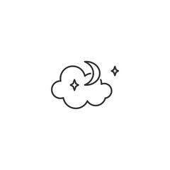 Minimalistic night sky with moon, stars, and cloud
