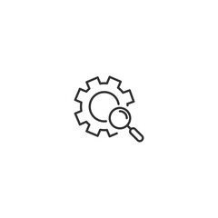 Minimalistic gear and magnifying glass icon for search and settings