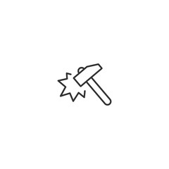 Minimalist hammer and star icon representing construction and achievement