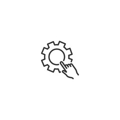 Gear icon with cursor pointer for application settings and configuration