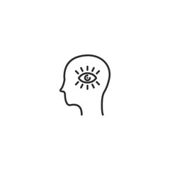 Mindful vision icon: eye within head illustrating intuition and awareness