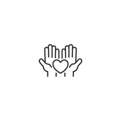 Obraz premium Minimalist icon of open hands with heart symbolizing care and support