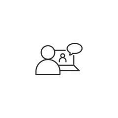 Simple icon of person with speech bubble for communication concepts