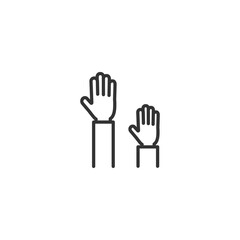 Minimalist icon of raised hands for support and volunteer themes