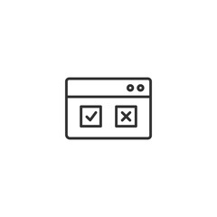 Minimalist web application interface icon with check and cross buttons