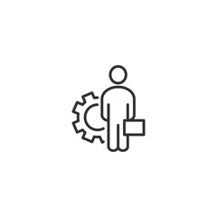 Business icon with person, briefcase, and gear symbol