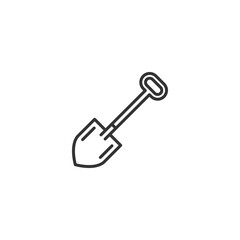 Minimalist line art spade icon for gardening and construction tools