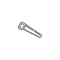 Minimalistic saw icon isolated on white background in line art style