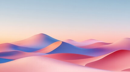 Abstract mountain background. Landscape wallpaper in minimal style design with field, meadow, hill and blue sky in pastel color. For prints, interiors, wall art, decoration, covers, and banners.