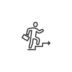 Business growth icon: person climbing stairs with briefcase