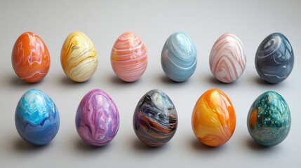 Obraz premium Vibrant abstract easter egg collection for holiday decor and design projects