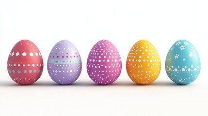 Fototapeta premium Colorful easter eggs with dotted patterns isolated on white background