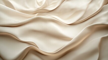 Fototapeta premium Elegant draped beige fabric texture with soft folds and waves
