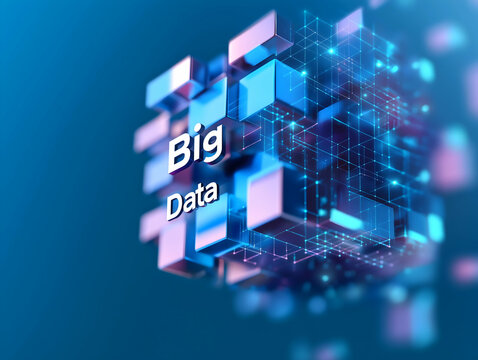 A digital representation of "Big Data" featuring colorful blocks and glowing elements, emphasizing modern technology and data analytics.