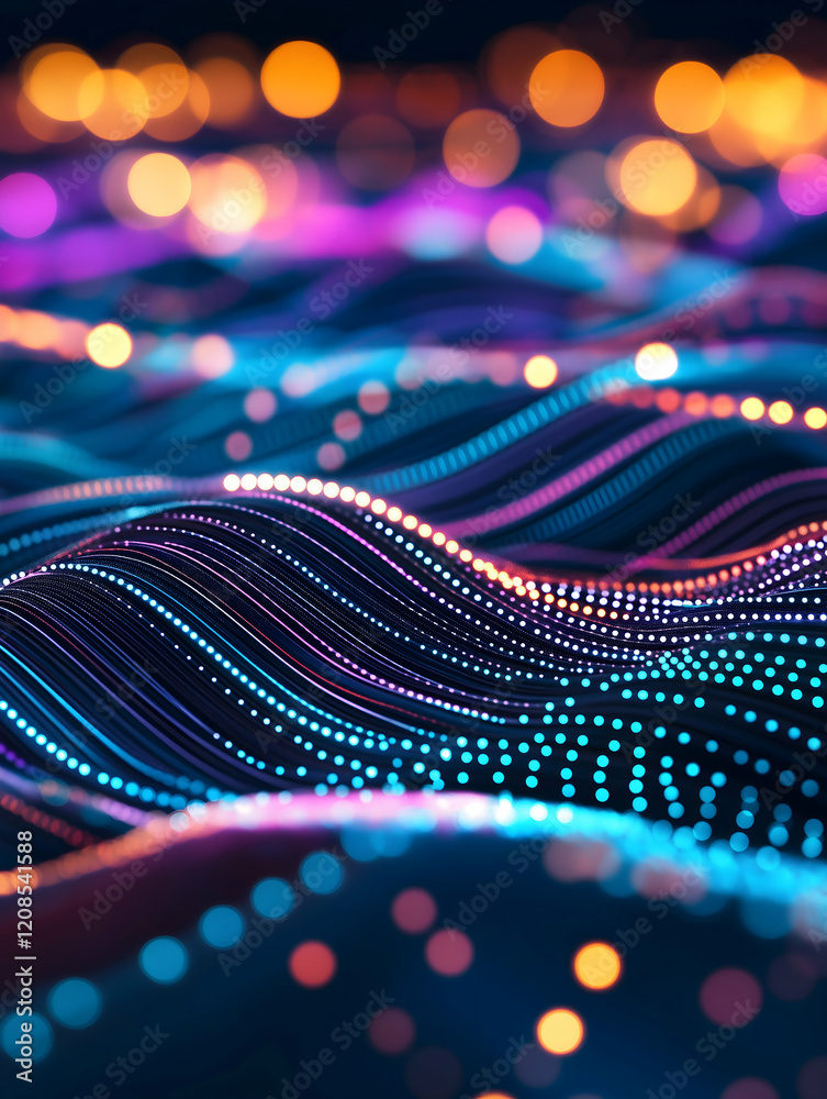 Aufkleber a vibrant display of glowing waves in various colors, creating a mesmerizing and dynamic abstract pa