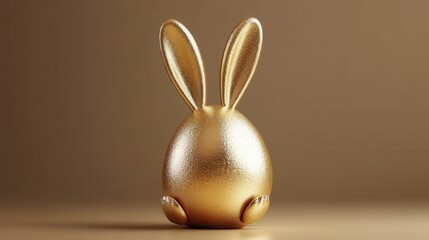 Obraz premium Golden easter egg with bunny ears for festive holiday decoration and design