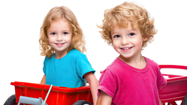 Children Joyfully Playing With Wagons Together Generative AI