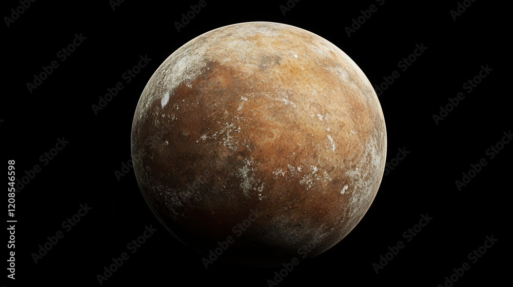Wall mural rocky planet surface in space with cratered texture and dark background