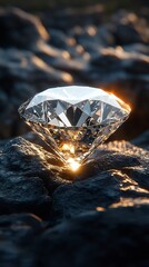 Glowing diamond with beams of light symbolizing value growth and resilience