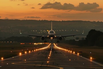 Airplane Landing on Runway