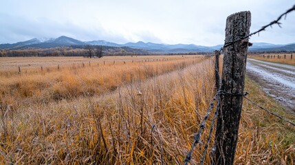 Obraz premium Autumnal mountain valley ranch road