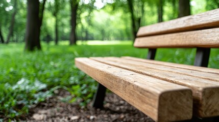 Fototapeta premium Park bench, summer, green trees, relaxation