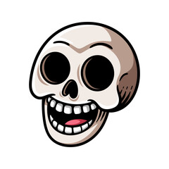Fototapeta premium funny skull smiling cartoon colored isolated drawing line art style sketch classic vintage design illustration