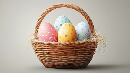 Colorful easter egg basket on display for spring celebration