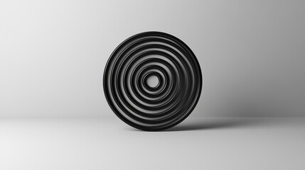 Fototapeta premium Abstract black concentric circles against a minimalist gray background