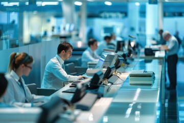 Bank Employees Working in a Professional Office Environment