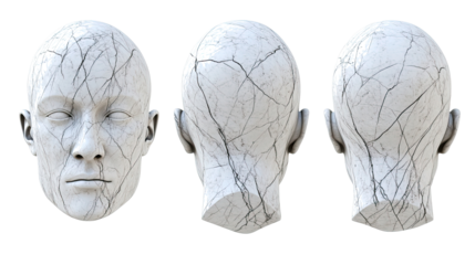 Classic White Marble Head Sculptures Rendered Digitally Generative AI