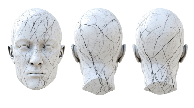 Classic White Marble Head Sculptures Rendered Digitally Generative AI