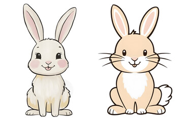 Fototapeta premium watercolor style rabbit vector sticker, PNG, cute poster, PNG bundle, clipart, isolated background