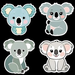 Fototapeta premium watercolor style koala vector sticker, PNG, cute poster, PNG bundle, clipart, isolated background