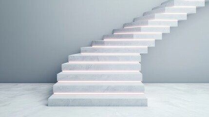 Fototapeta premium Modern Minimalist Staircase with Soft Ambient Lighting Design