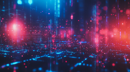 Obraz premium Smart digital Innovation city with connection network reciprocity over the cityscape. of future smart wireless digital city and social media networking systems that connects people with in city