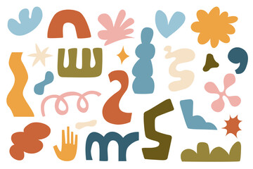 Abstract geometric and organic shapes in various colors