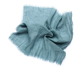 Fabric blue napkin isolated on white background