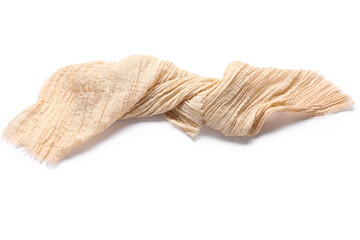 Fabric beige napkin isolated on white background