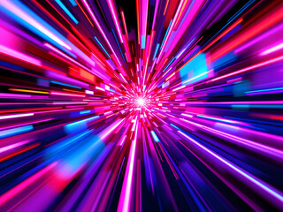 Digital neon light trails bursting with vibrant colors and dynamic energy.
