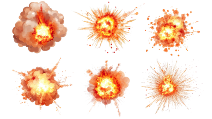 Collection of Explosive Fire Effects With Smoke Generative AI