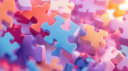 A colorful assortment of jigsaw puzzle pieces scattered together.