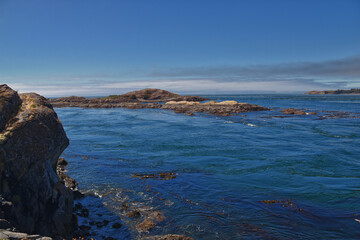 Shark Reef Sanctuary coastal ocean views Lopez Island, San Juan Islands summer 2024,  Washington, United States.