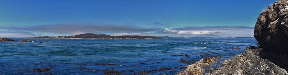 Shark Reef Sanctuary coastal ocean views Lopez Island, San Juan Islands summer 2024,  Washington, United States.