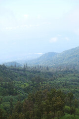 Fototapeta premium Hiking view at Ijen Volcano Crater, East Java Indonesia